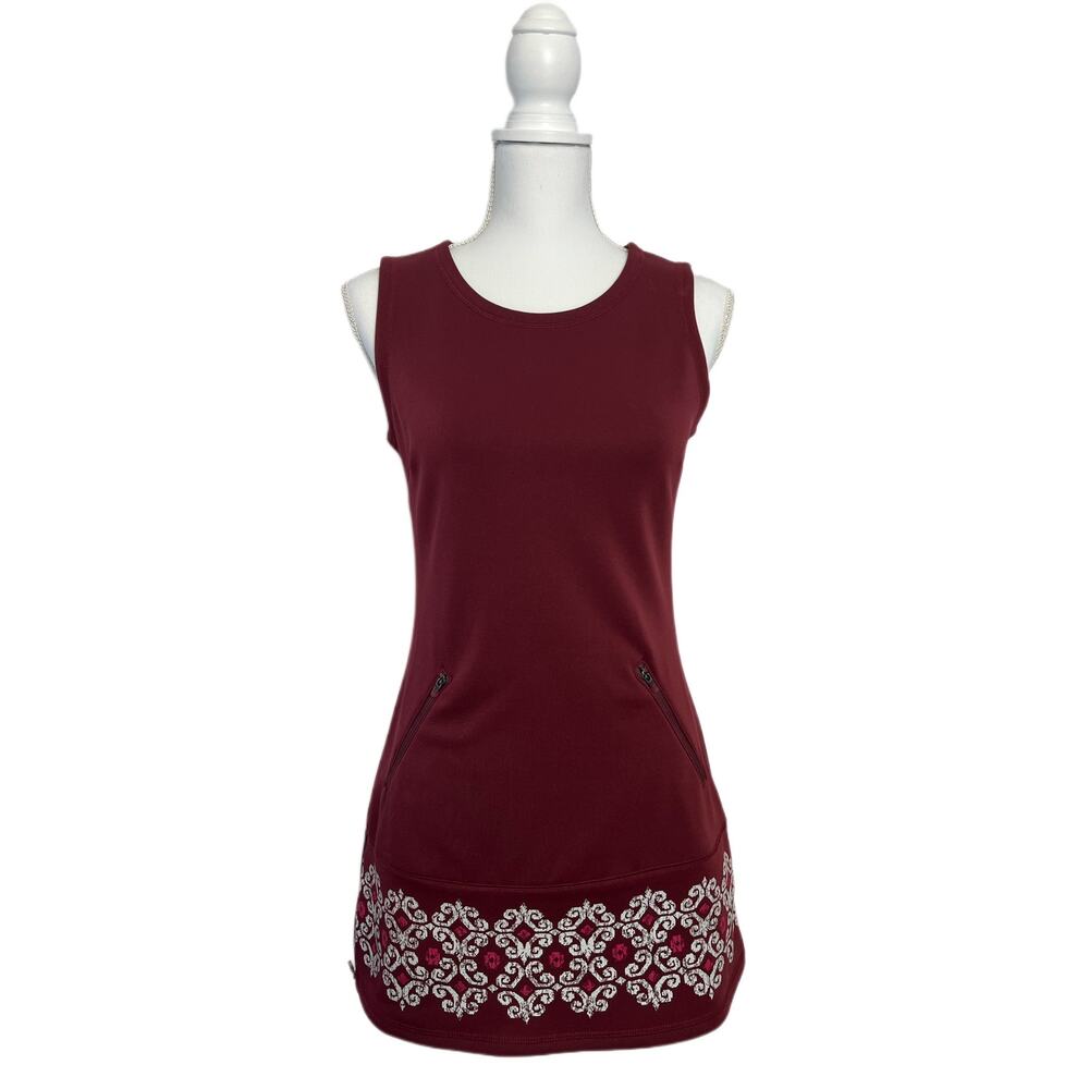 Athleta Sleeveless Women Cranberry Red Burgandy Tunic Casual Mini Dress Size XXS